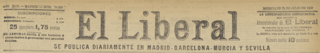 CASTILLO DE LOCUBÍN EN LA PRENSA. AÑOS 20, SIGLO&nbsp;XX